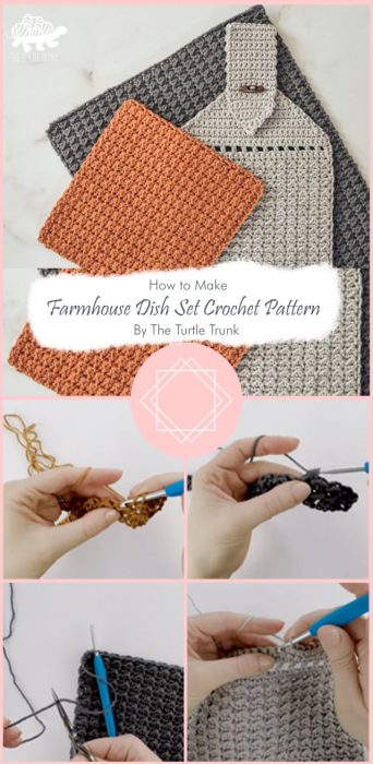 Farmhouse Dish Set Crochet Pattern By The Turtle Trunk