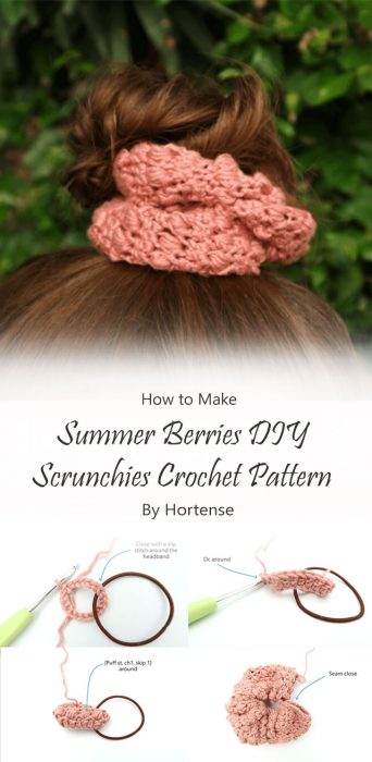 Summer Berries DIY Scrunchies Crochet Pattern By Hortense