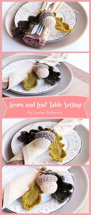 Acorn and Leaf Table Setting By Louise Bollanos