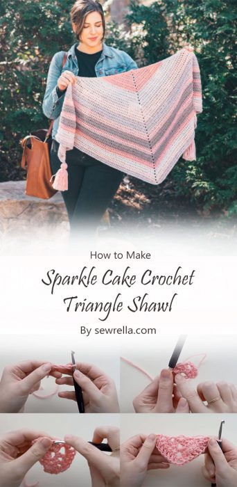 Sparkle Cake Crochet Triangle Shawl By sewrella.com