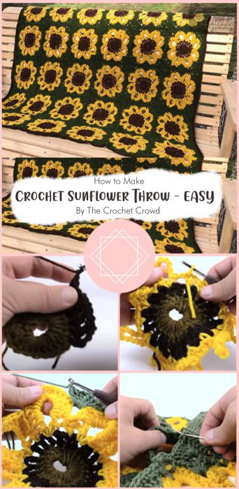 Crochet Sunflower Throw - EASY By The Crochet Crowd