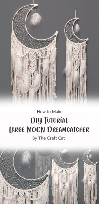 DIY Tutorial - How To Make Large MOON Dreamcatcher ? By The Craft Cat