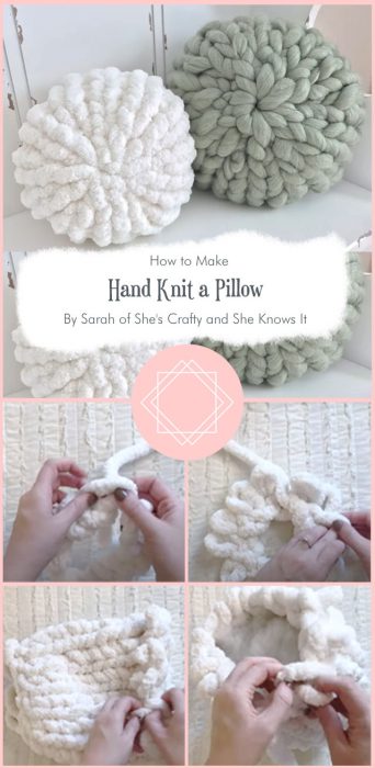 How to Hand Knit a Pillow By Sarah of She's Crafty and She Knows It