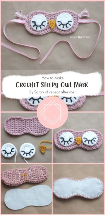 Crochet Sleepy Owl Mask By Sarah of repeat after me