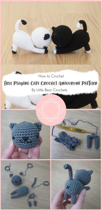Free Playing Cats Crochet Amigurumi Pattern By Little Bear Crochets