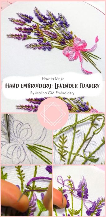Hand embroidery: Lavender flowers By Malina GM Embroidery