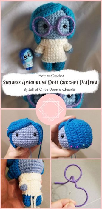 Sadness Amigurumi Doll Crochet Pattern By Juli of Once Upon a Cheerio