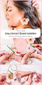 Pretty Flower Earrings Free Crochet Ideas - Carolinamontoni.com