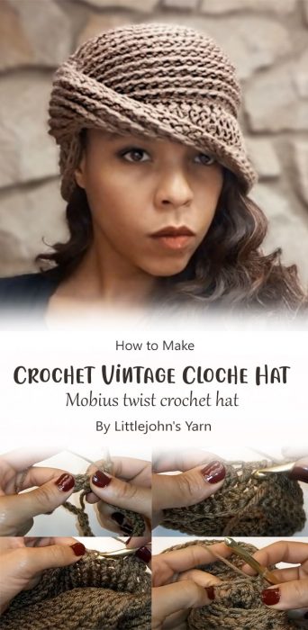 Crochet Vintage Cloche Hat - Mobius twist crochet hat By Littlejohn's Yarn