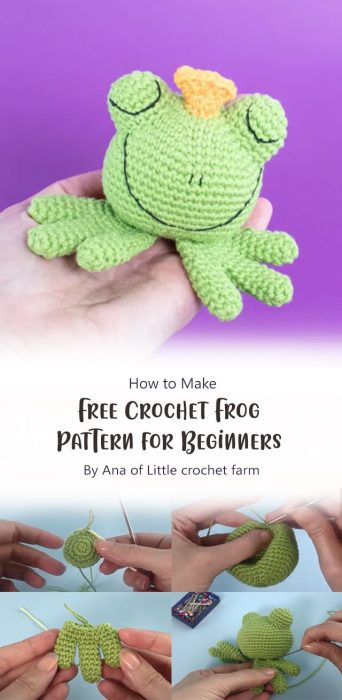Free Crochet Frog Pattern for Beginners By Ana of Little crochet farm