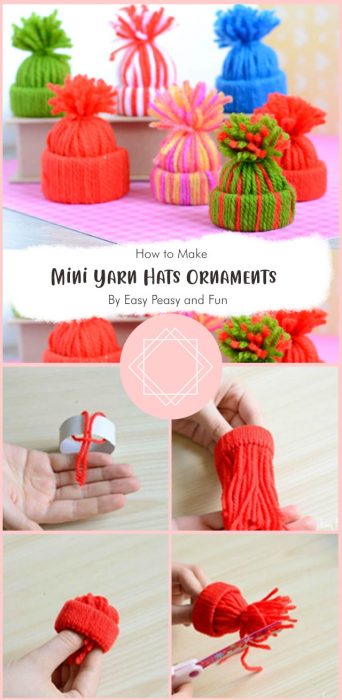 Mini Yarn Hats Ornaments – DIY Christmas Ornaments By Easy Peasy and Fun