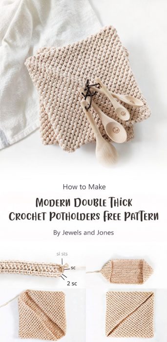 Modern Double Thick Crochet Potholders – Free Pattern By Jewels and Jones