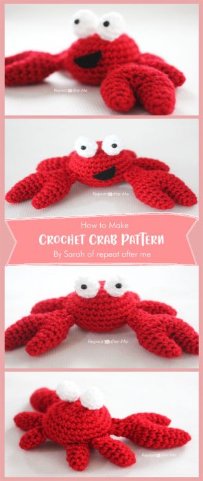 Crochet Crab Pattern By Sarah of repeat after me