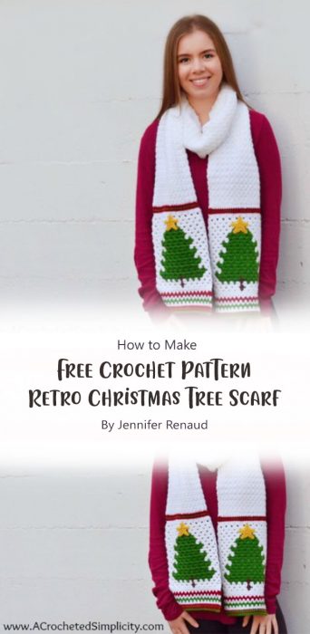 Free Crochet Pattern - Retro Christmas Tree Scarf By Jennifer Renaud