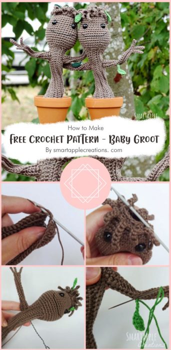 Free Crochet Pattern - Baby Groot Inspired by Guardians of the Galaxy By smartapplecreations. com