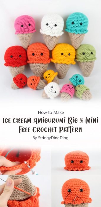 Ice Cream Amigurumi Big & Mini - Free Crochet Pattern By StringyDingDing