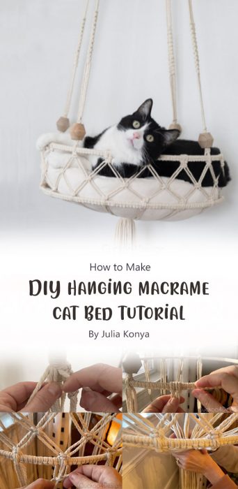 DIY hanging macrame cat bed tutorial By Julia Konya
