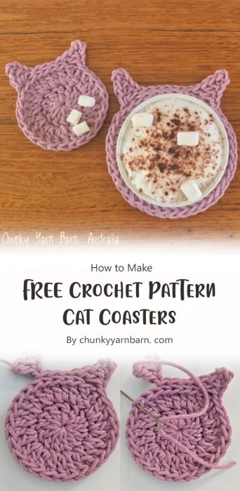 FREE Crochet Pattern - Cat Coasters By chunkyyarnbarn. com