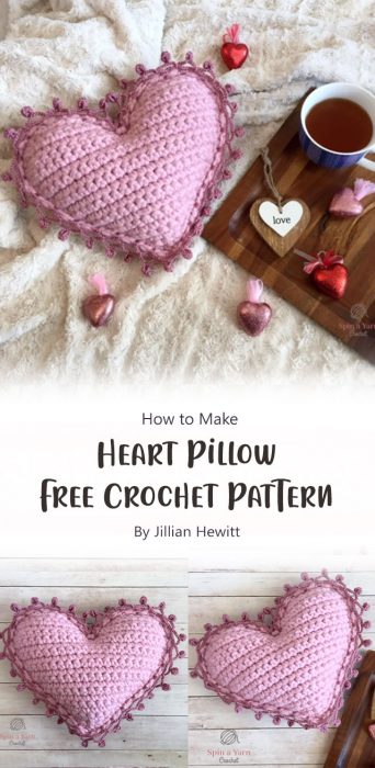 Heart Pillow Free Crochet Pattern By Jillian Hewitt