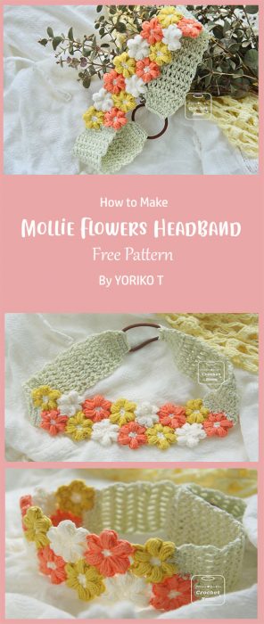 Mollie Flowers Headband モリーの花のヘアバンド By YORIKO T