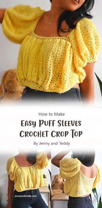 Easy Puff Sleeves Crochet Crop Top By Jenny and Teddy