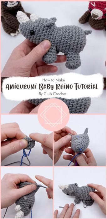 Amigurumi Crochet Baby Rhino - Beginner Pattern Tutorial By Club Crochet