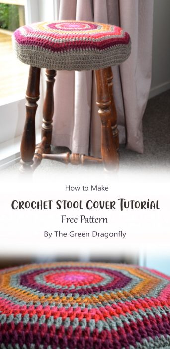 Crochet Stool Cover Tutorial By The Green Dragonfly