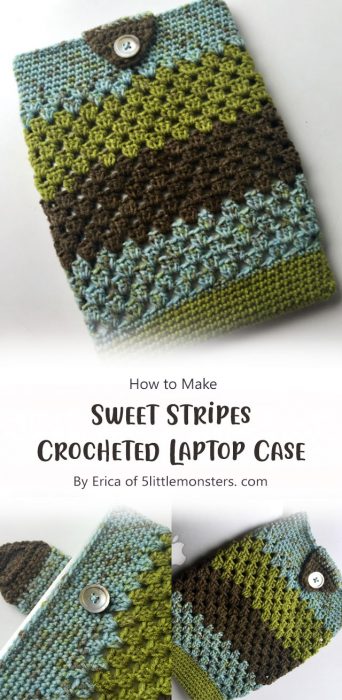 Sweet Stripes Crocheted Laptop Case By Erica of 5littlemonsters. com