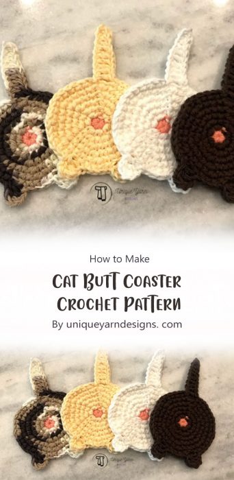 Cat Butt Coaster Crochet Pattern By uniqueyarndesigns. com