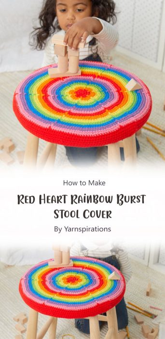 Red Heart Rainbow Burst Stool Cover By Yarnspirations