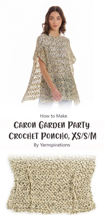 Caron Garden Party Crochet Poncho, XS/S/M By Yarnspirations