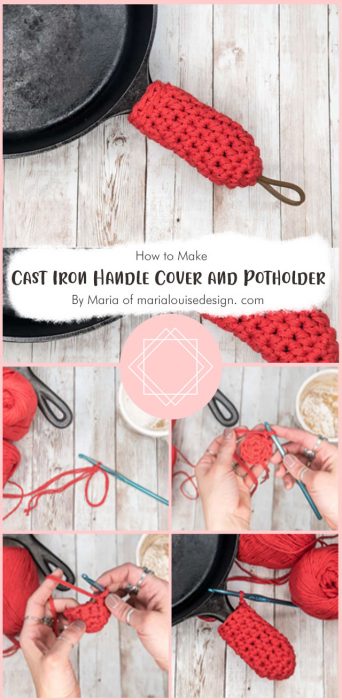 Crochet Cast Iron Handle Cover and Potholder By Maria of marialouisedesign. com