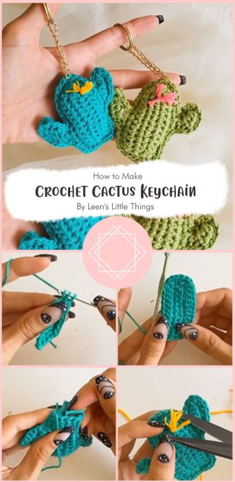 How to Crochet Cactus Keychain By mellinsomnia