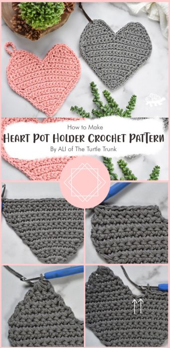 Heart Pot Holder Crochet Pattern By ALI of The Turtle Trunk