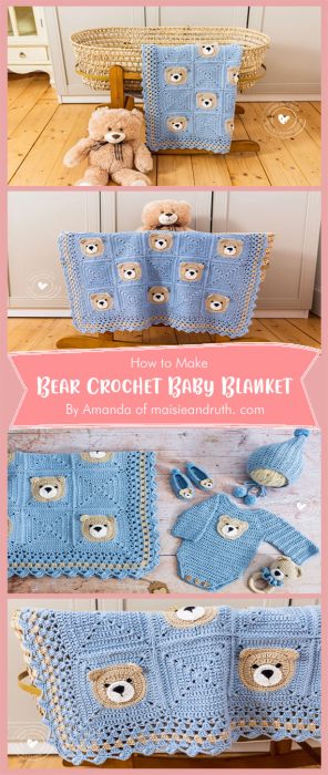Bear Crochet Baby Blanket (Cute & Easy Tutorial) By Amanda of maisieandruth. com