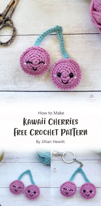 Kawaii Cherries Free Crochet Pattern By Jillian Hewitt