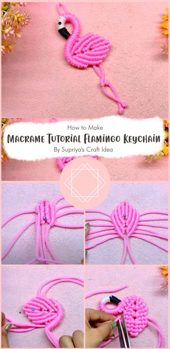 Macrame Tutorial Flamingo Keychain By Supriya's Craft Idea