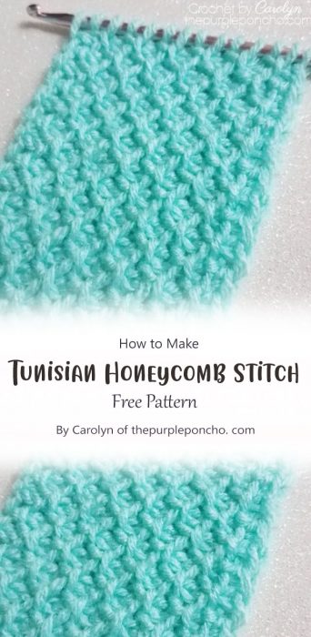 How To Crochet - Tunisian Honeycomb Stitch By Carolyn of thepurpleponcho. com