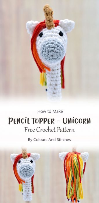 Pencil topper - Unicorn By Colours And Stitches