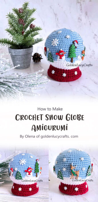 Crochet Snow Globe Amigurumi By Olena of goldenlucycrafts. com