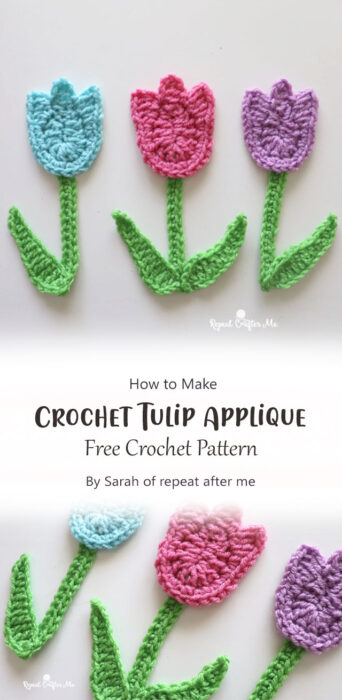 Crochet Tulip Applique By Sarah of repeat after me