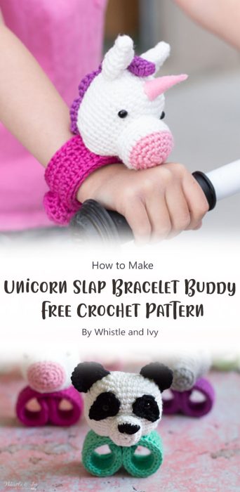 Crochet Unicorn Slap Bracelet Buddy - Free Crochet Pattern By Whistle and Ivy