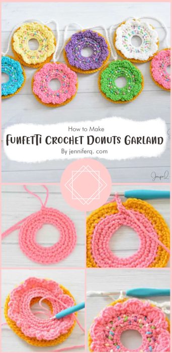 Easy Funfetti Crochet Donuts Garland - Free Pattern By jenniferq. com