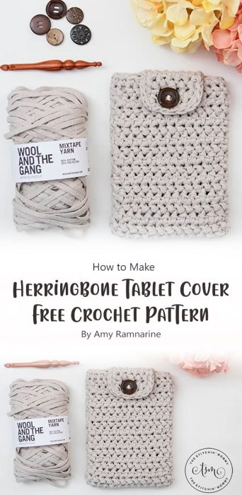 Herringbone Tablet Cover - Free Crochet Pattern By Amy Ramnarine