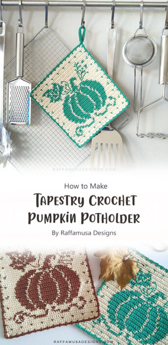 Tapestry Crochet Pumpkin Potholder By Raffamusa Designs