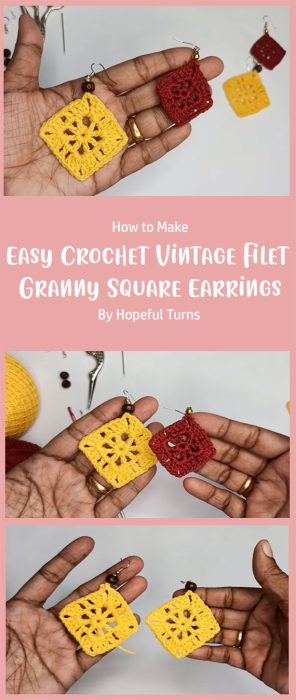 Easy Crochet Vintage Filet Granny Square Earrings By Hopeful Turns