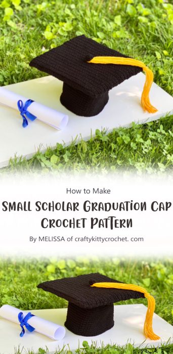 Small Scholar Graduation Cap - Crochet Pattern By MELISSA of craftykittycrochet. com