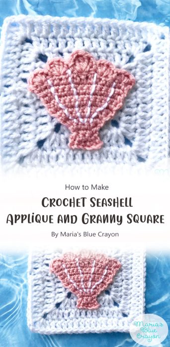Crochet Seashell Applique and Granny Square Free Crochet Pattern - Ocean Themed Blanket By Maria's Blue Crayon