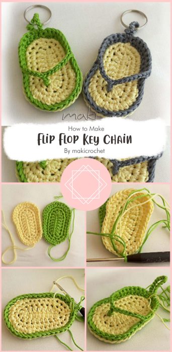 Free Crochet Pattern: Flip Flop Key Chain By makicrochet