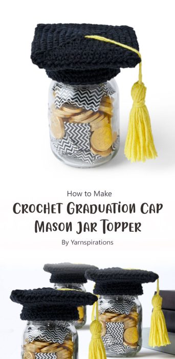 Lily Sugar'n Cream Crochet Graduation Cap Mason Jar Topper By Yarnspirations